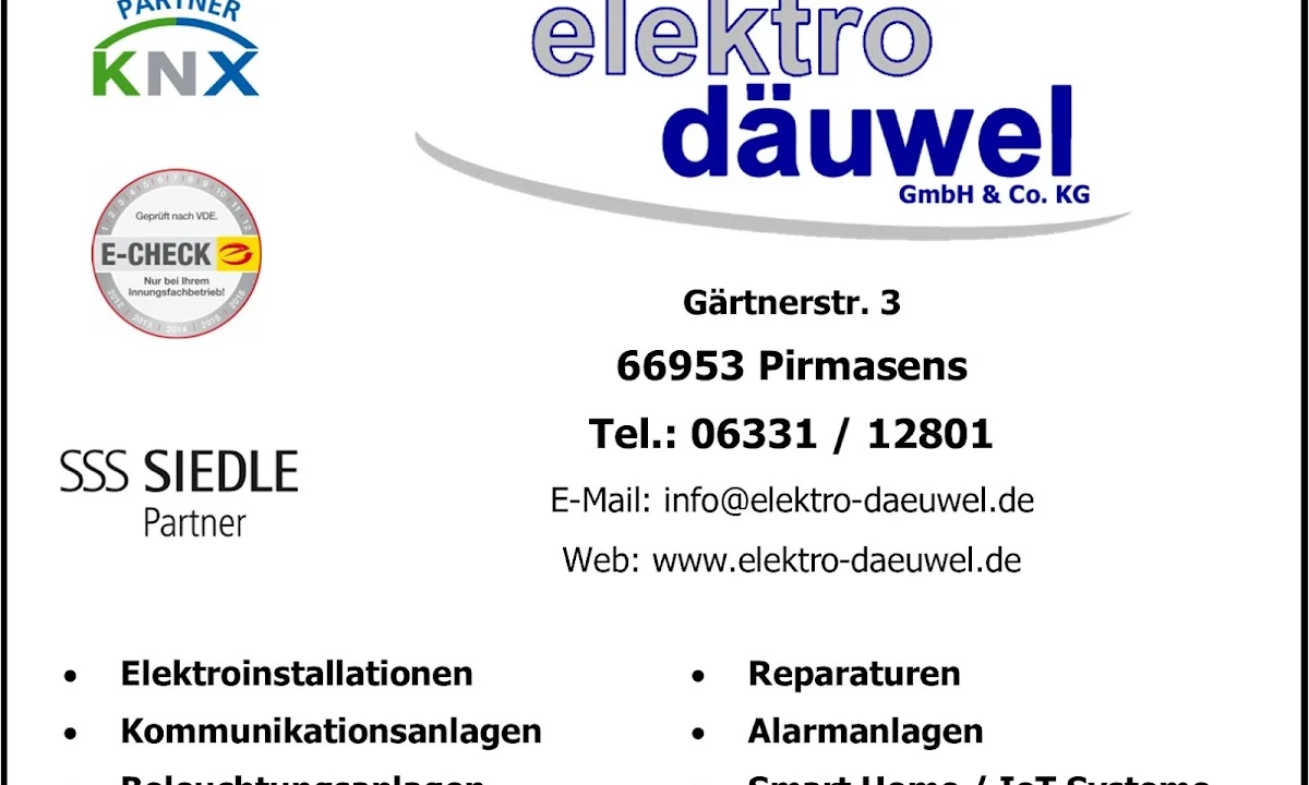 Elektriker elektro däuwel GmbH & Co. KG Pirmasens