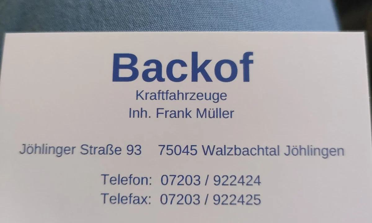 KFZ-Werkstätten Kraftfahrzeuge Backof Inhaber Frank Müller Karlsruhe