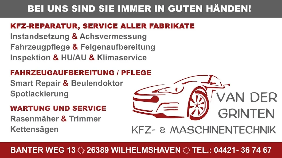 KFZ-WerkstÀtten van der Grinten KFZ- & Maschinentechnik KG Wilhelmshaven